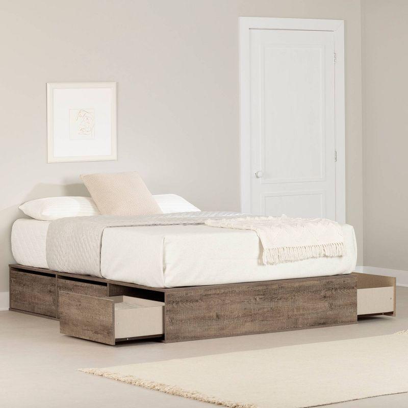 Weathered Oak Queen 6-Drawer Platform Bed with Storage