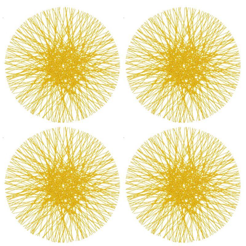 Saro Lifestyle Straw Placemat, 15" Round (Set of 4), Yellow, 15" Round