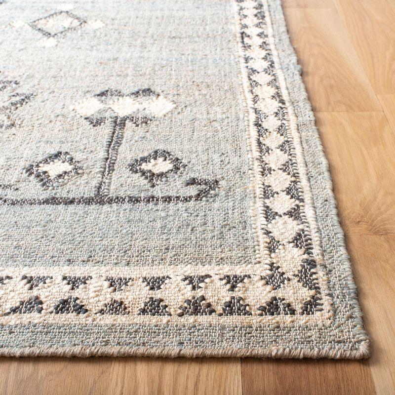 Handwoven Blue and Black Wool Kilim Runner Rug