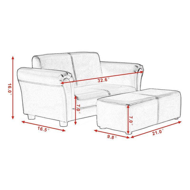 Tangkula Kids Sofa Upholstered Lounge Children Couch Ottoman w/ Armrest