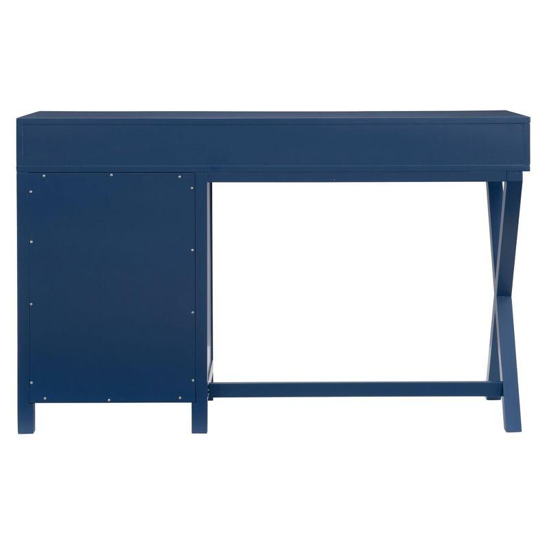 Peggy Transitional Campaign Side Storage Desk Navy - Linon: With File Drawer & Ample Workspace