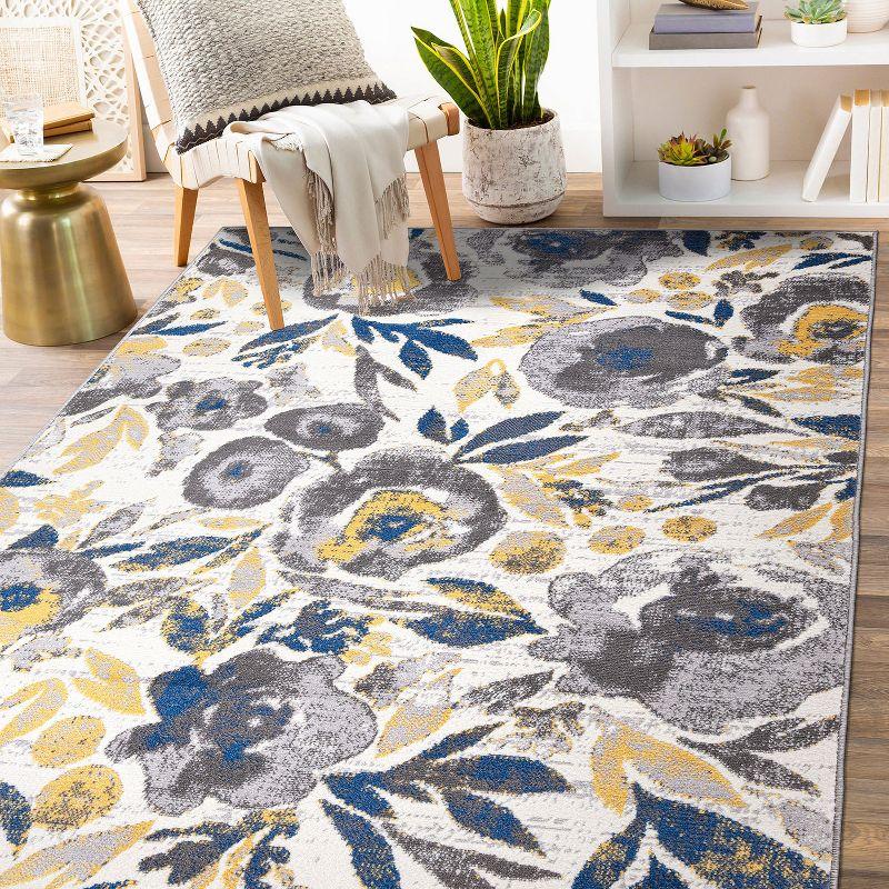 World Rug Gallery Vintage Modern Floral Indoor Area Rug - Cream 7'10" x 10'