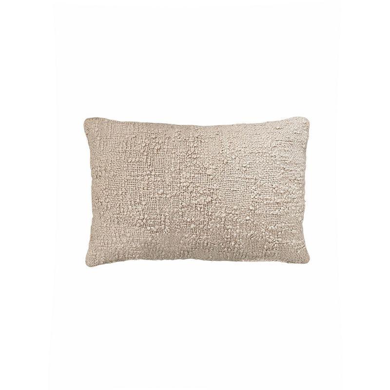 Cozy Beige Cotton Boucle Lumbar Pillow 14x20