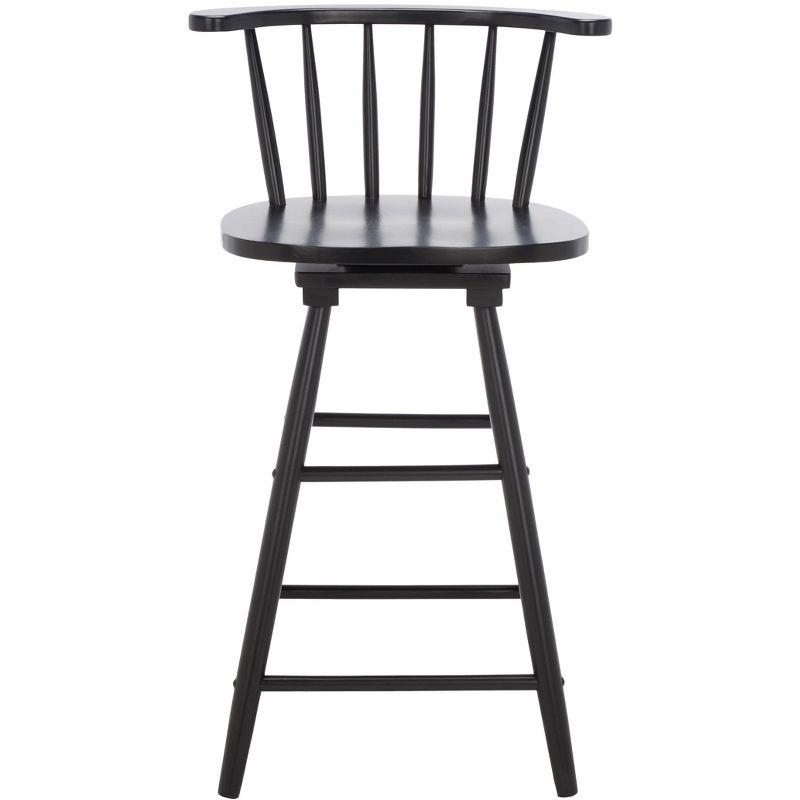 Black Swivel Backless Wood and Metal Counter Stool