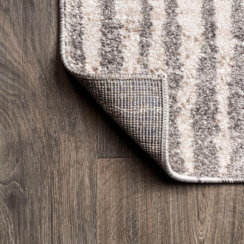 3'x5' Skoura Modern Bold Stripe Area Rug, Beige/Dark Gray - JONATHAN Y
