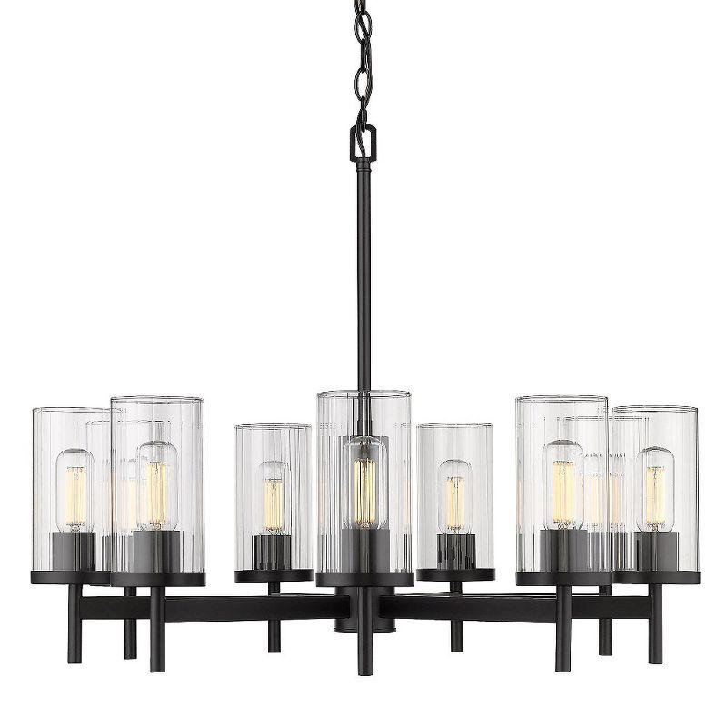 Matte Black Transitional 9-Light Drum Chandelier