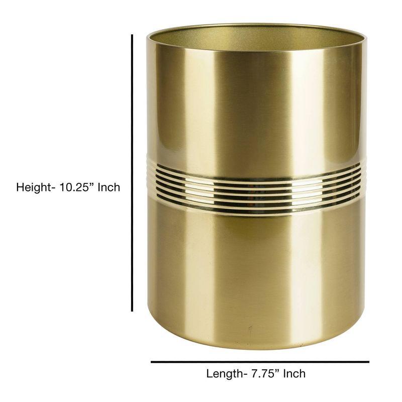 Gold Stainless Steel Decorative Bathroom Wastebasket, 7.75" x 10"