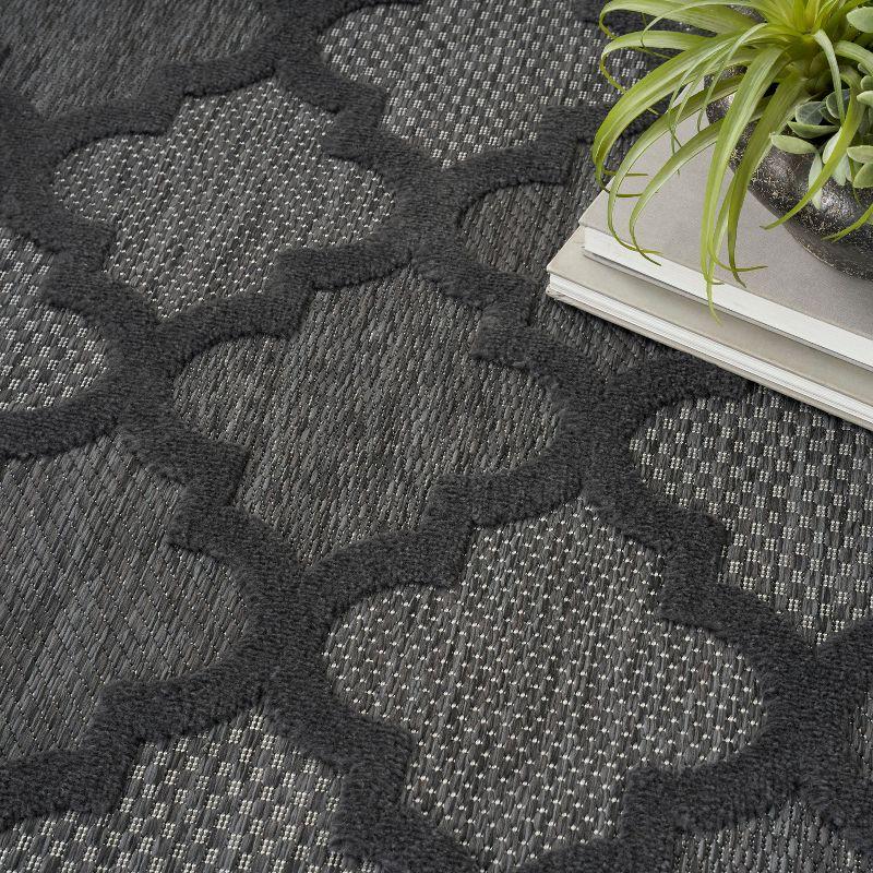 Nourison Easy Care 5' x 7' Charcoal Black Modern Flatweave Indoor/Outdoor Rug