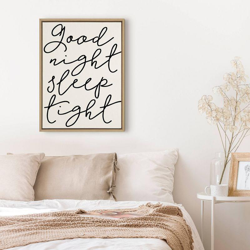 Good Night Sleep Tight Black and Natural Canvas Quote Art