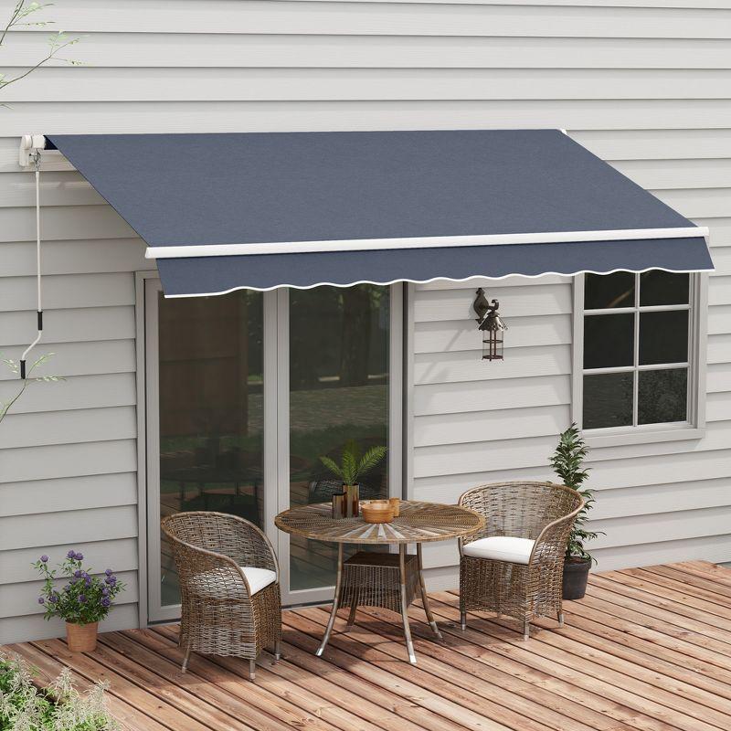 Outsunny Polyester Cover Retractable Patio Awning