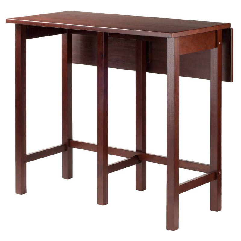 Lynnwood High Drop Leaf Dining Table Antique Walnut - Winsome: Solid Wood, Bar-Height, Rectangular