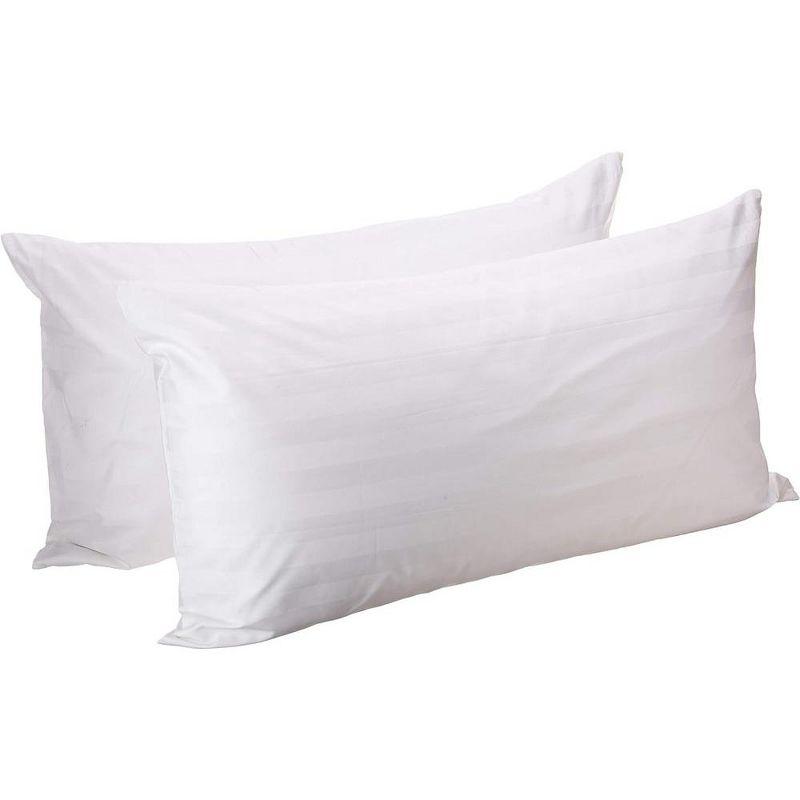 Containental Bedding Damask Zippered 300 Thread Count Cotton Pillow Protector - Standard Size 20x26 Inch Set of 2