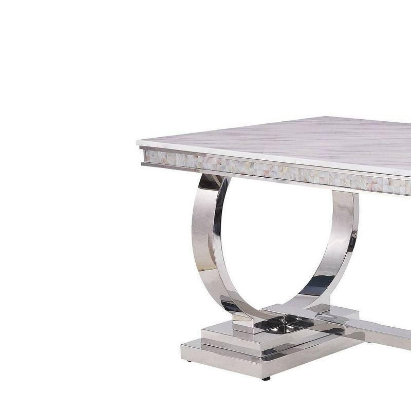 ColourTree Faux Marble Top Metal Base Dining Table