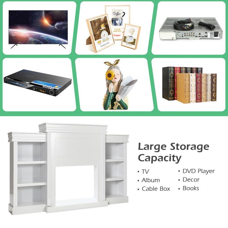 Costway 70'' Fireplace TV Stand Modern Media Entertainment Center Bookcase White\Black