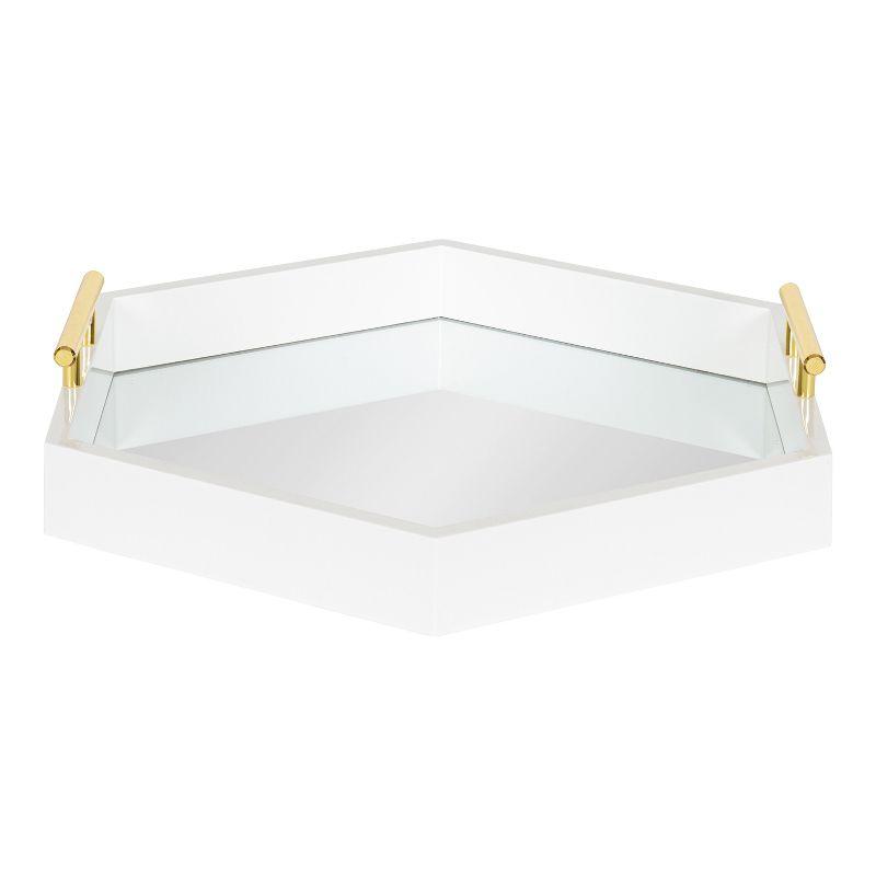 Kate and Laurel Lipton Tray, 18x18, White and Mirror