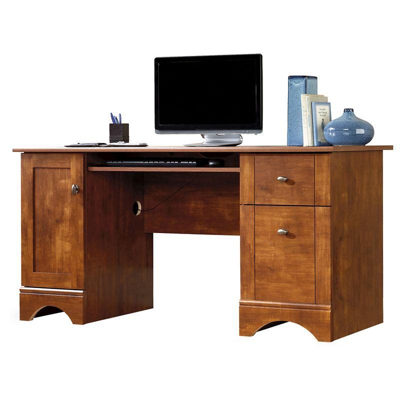 Brushed Maple Executive Desk with Keyboard Tray and Filing Cabinet