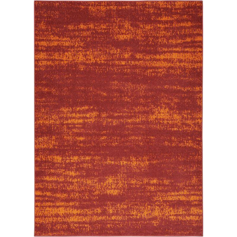 Nourison Essentials Abstract Low Pile Indoor Outdoor Area Rug 5' x 7' Red