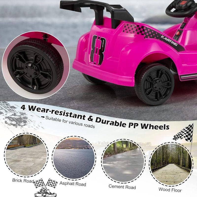 Costway 6V Electric Go Kart for Kids Electric Ride On Car w/ 2.4G Remote Control w/Soft Start Sound and Music Function Pink