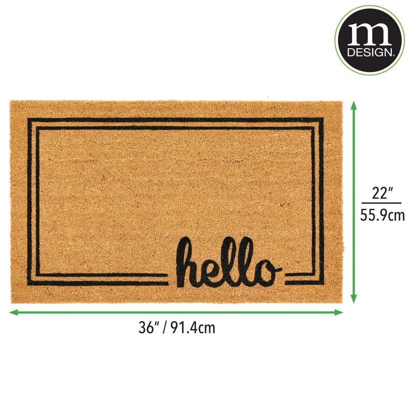 Natural Border 'Hello' Coir Entryway Doormat in Natural/Black