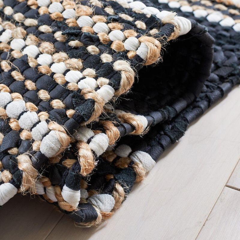 Vintage Leather W/ Fringes VTL601 Hand Woven Indoor Accent Rug - Black/Natural - 2'x3' - Safavieh