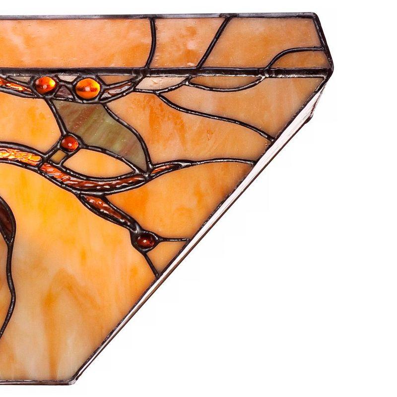 Robert Louis Tiffany Budding Branch Vintage Wall Light Sconces Set of 2 Copper Amber Art Glass Hardwire 14" Fixture for Bedroom Bathroom Vanity House