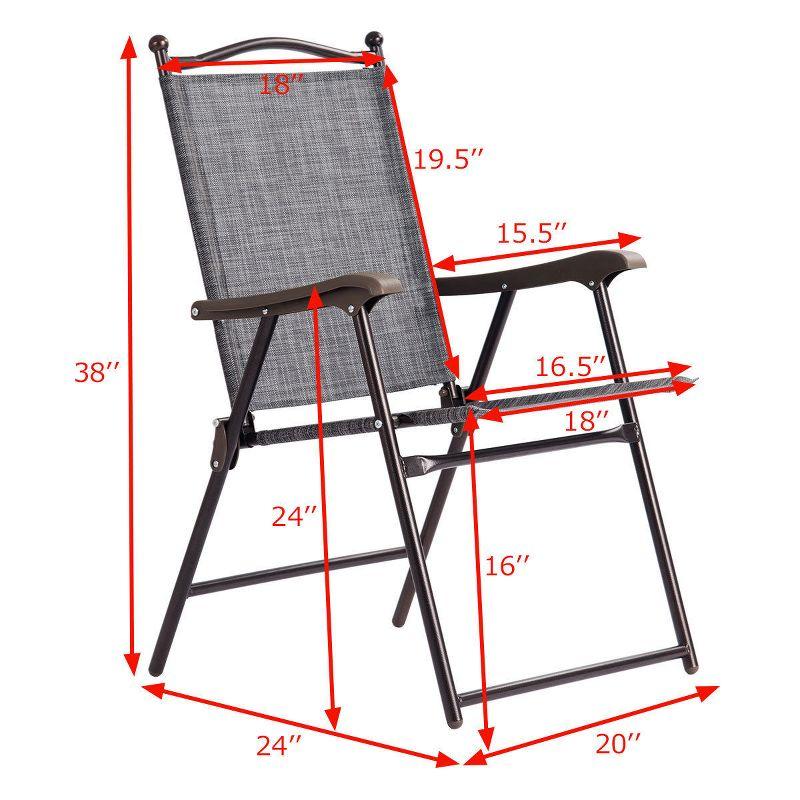 Gray Steel Frame Folding Camping Chairs with Arms, Set of 2