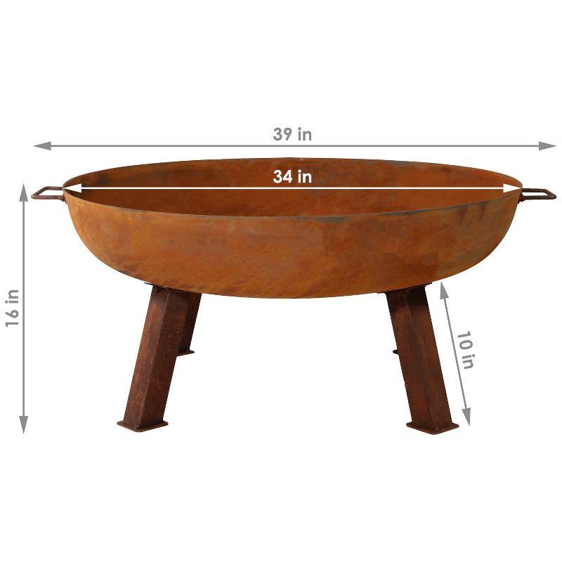 Sunnydaze Outdoor Camping or Backyard Round Cast Iron Rustic Fire Pit Bowl with Handles