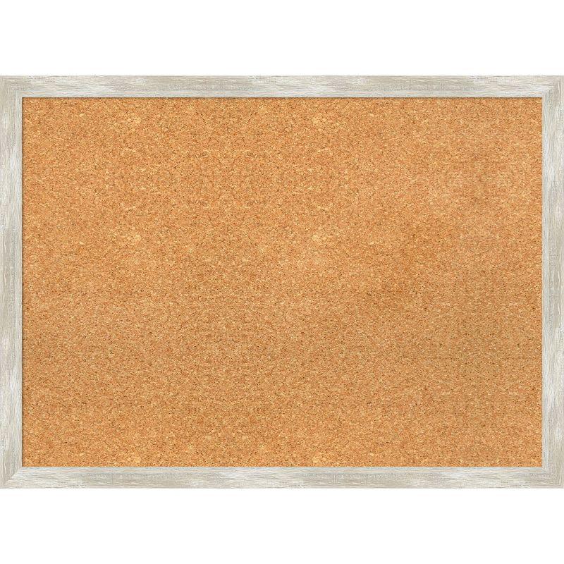Amanti Art Natural Cork Board Framed Crackled Metallic Narrow Bulletin Board 30 in. x 22 in.