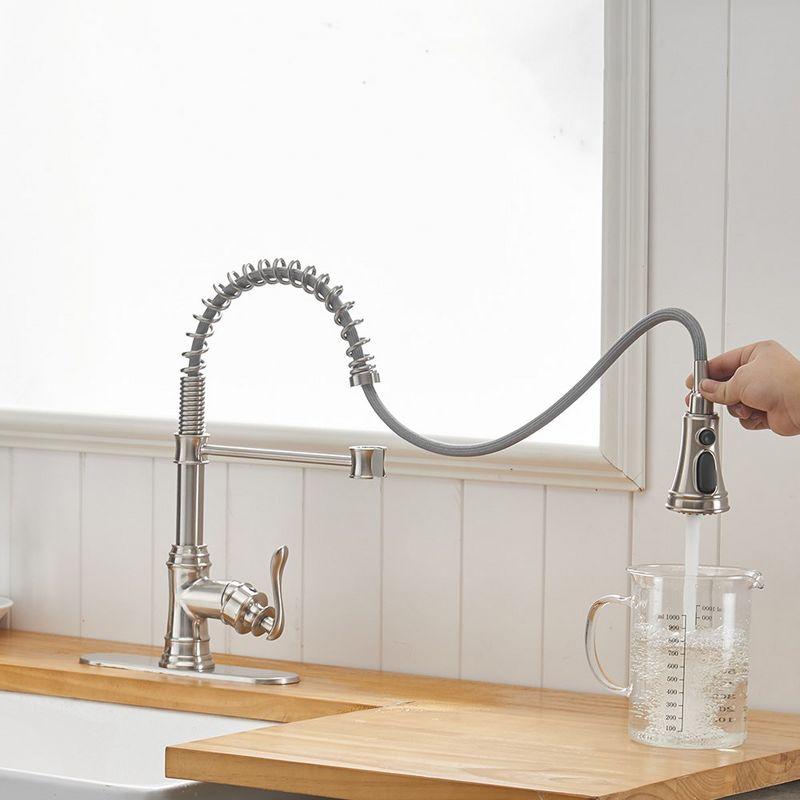 Single-Handle Pull-Down Sprayer 3 Spray High Arc Kitchen Faucet With Deck Plate