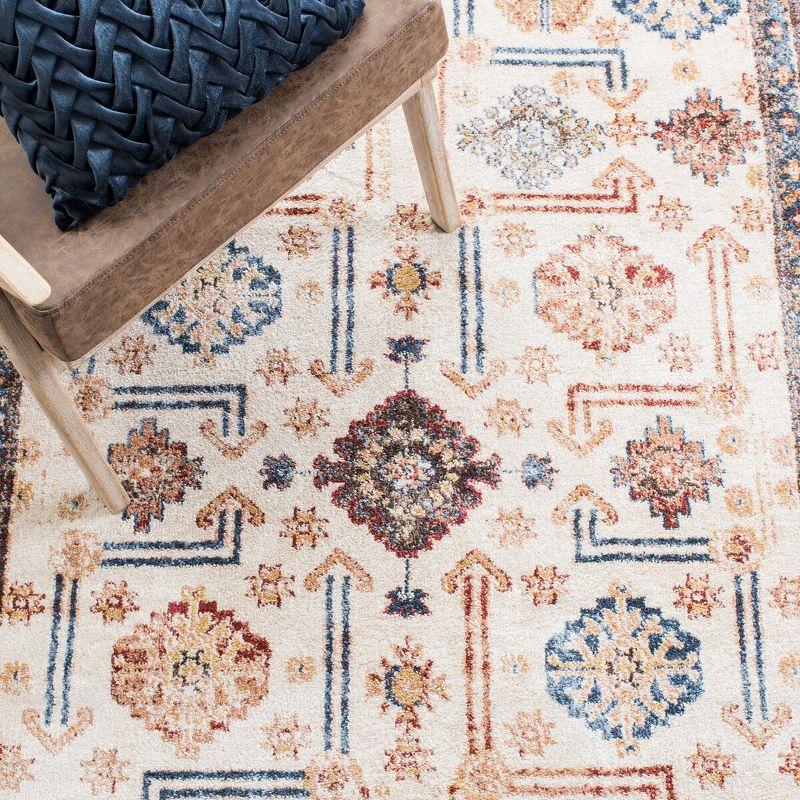 Ivory and Brown Hand-knotted Square Synthetic Rug