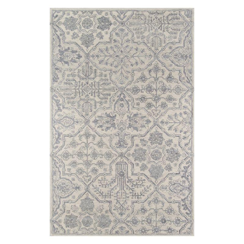 Regal Arabesque 24" Hand-Tufted Grey Wool Rectangular Rug