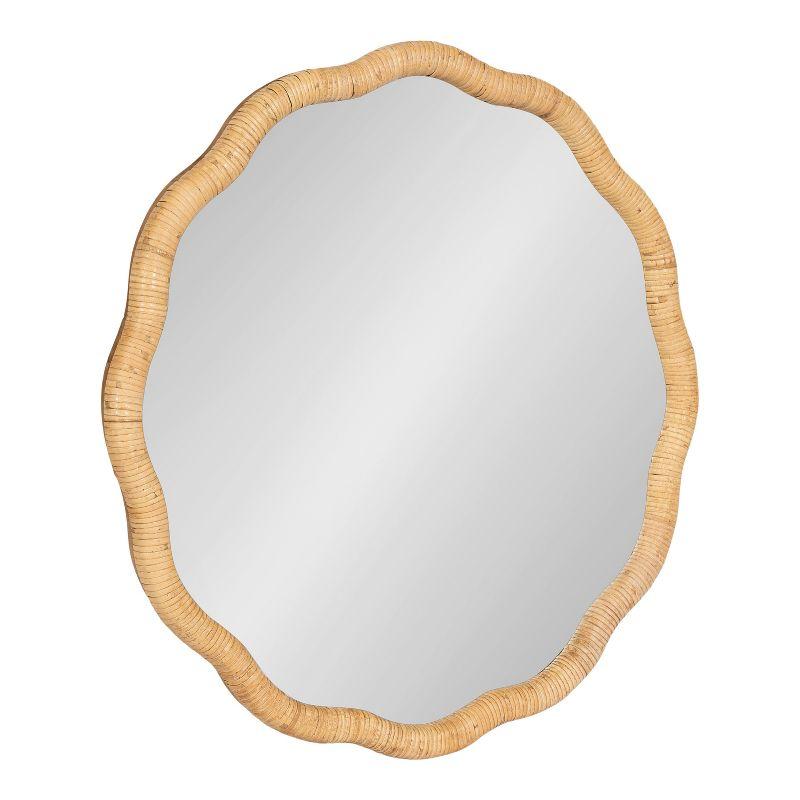 Kate & Laurel All Things Decor 26"x26" Rahfy Scallop Framed Wall Mirror Natural: Bohemian Style, No Assembly Required