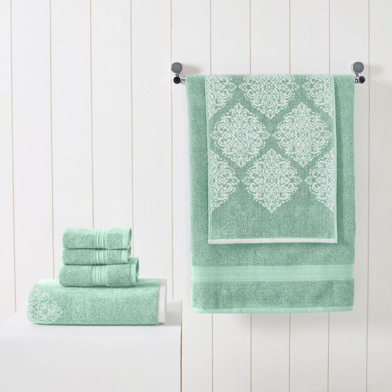 Artesia Damask Sage Cotton 6-Piece Towel Set