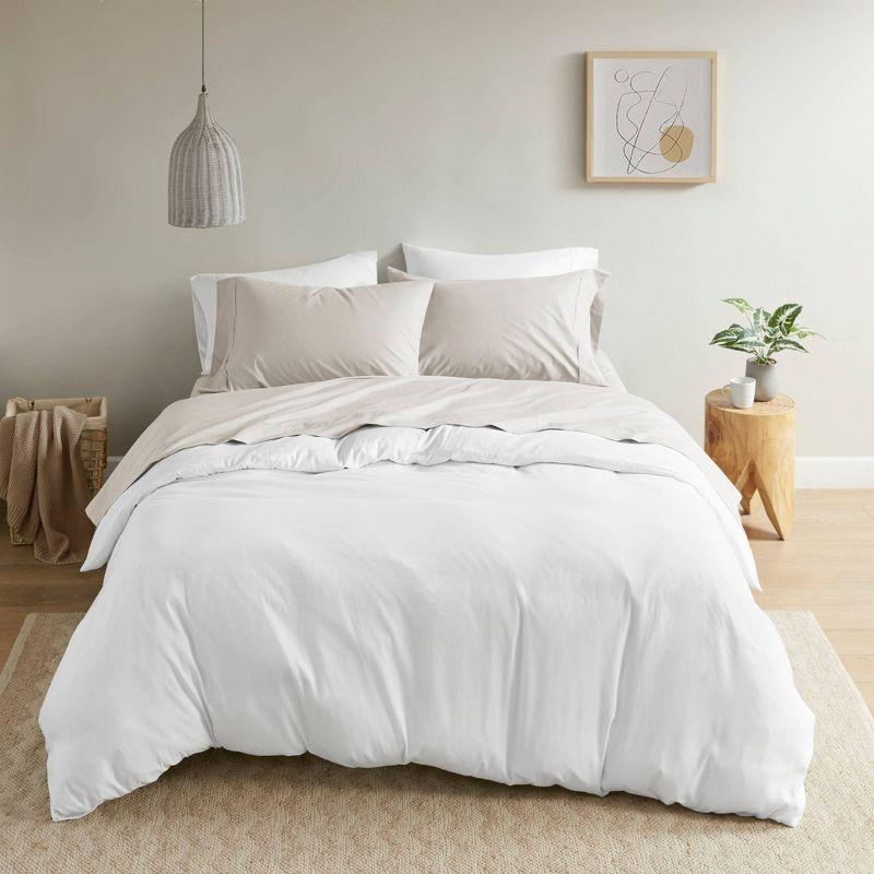 Madison Park Peached Percale 200 Thread Count Relaxed Cotton Percale Sheet Set