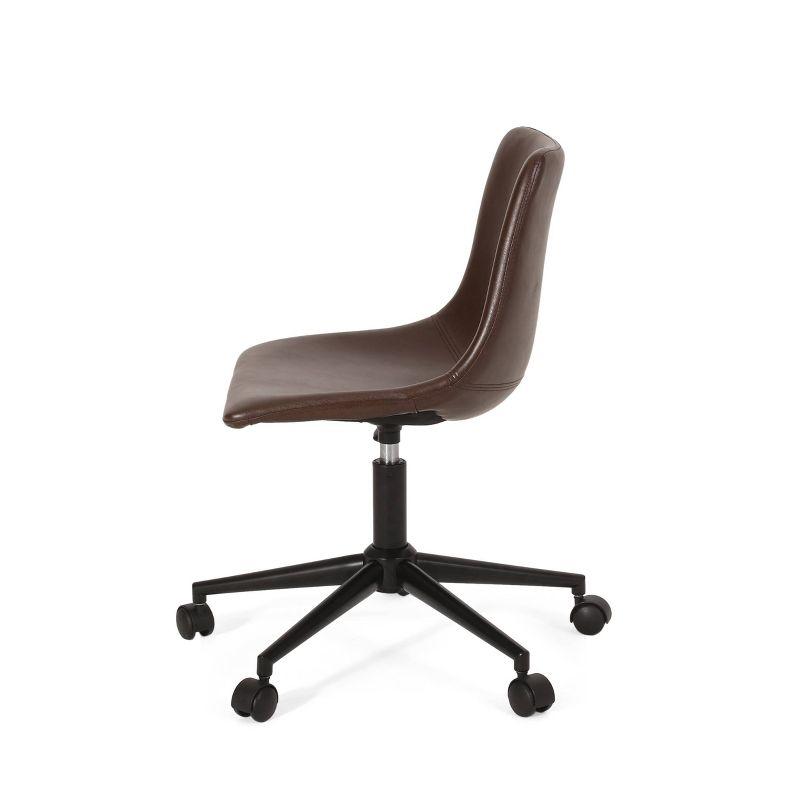 Jarvi Matte Black Metal Frame with Dark Brown Leather Office Chair