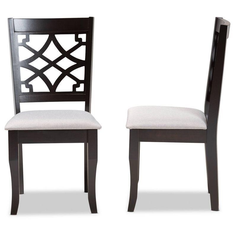 Set of 2 Mael Dining Chair Gray/Dark Brown - Baxton Studio: Elegant Cut-Out Back, Foam-Padded, Saber Legs