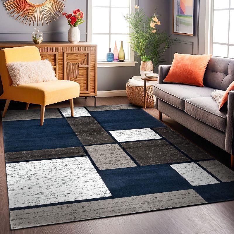 World Rug Gallery Contemporary Modern Boxed Color Block Area Rug