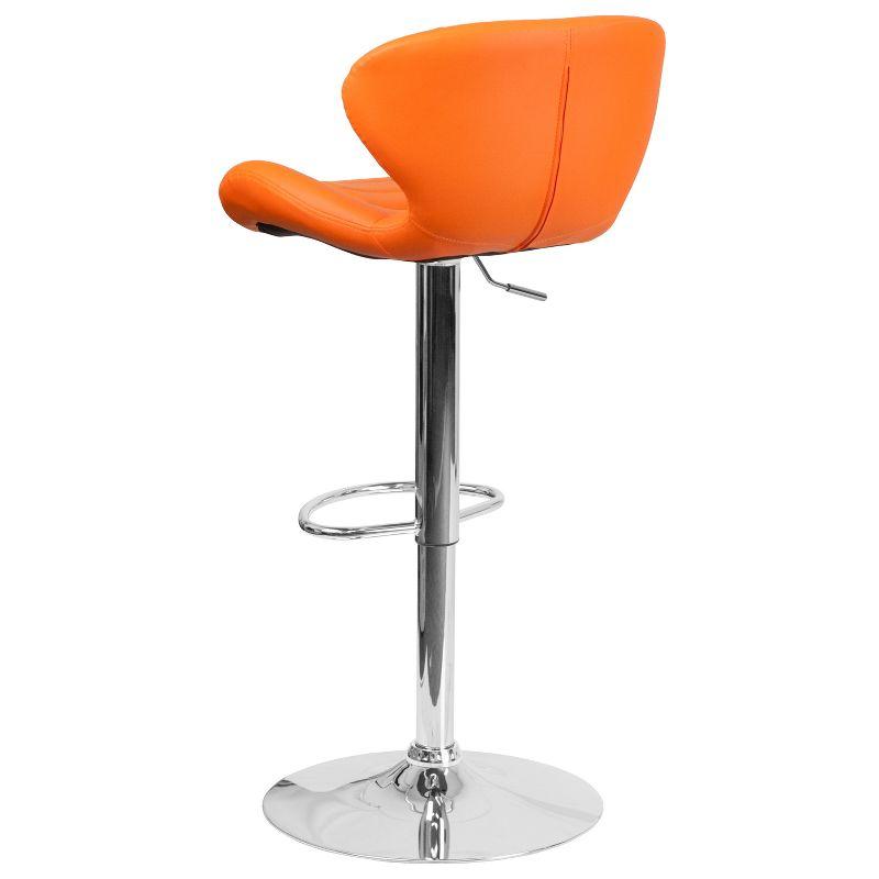 Flash Furniture Contemporary Orange Vinyl Adjustable Height Barstool with Curved Back and Chrome Base