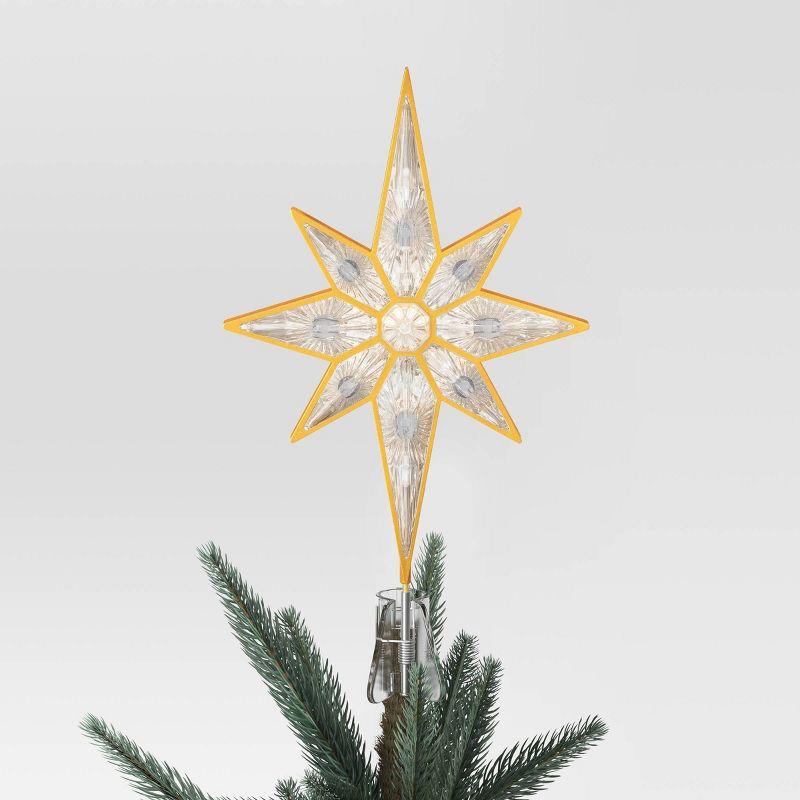 13" Pre-lit Plastic 8-Point Star Christmas Tree Topper Gold - Wondershop™