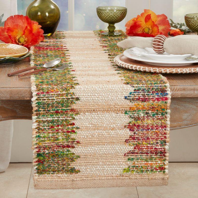 Saro Lifestyle Rainbow Rhythm Banded Table Runner, Multicolored, 14"x72"