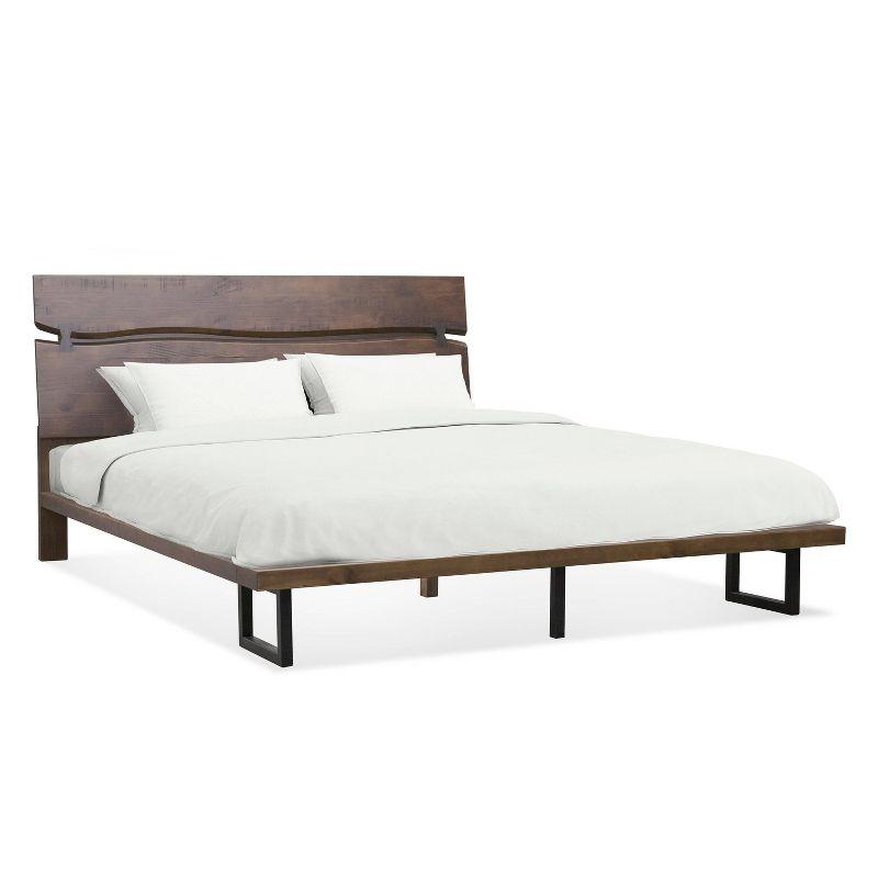 Pasco King Black and Brown Pine Platform Bed