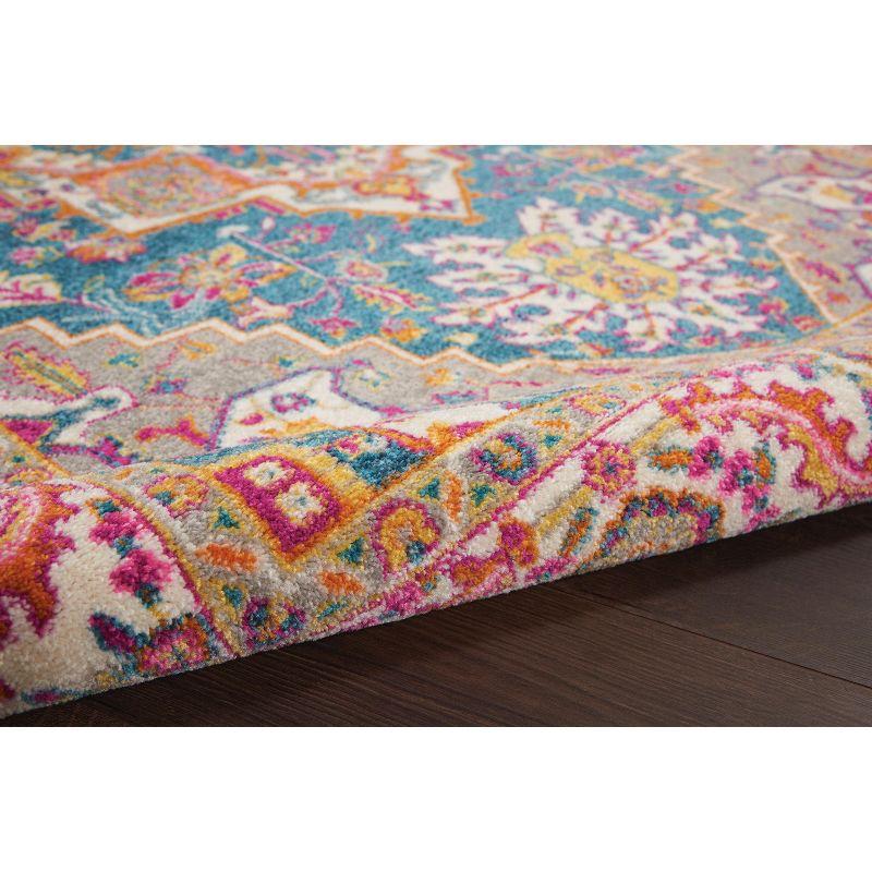 Nourison Passion Colorful Center Medallion Area Rug Teal Multicolor 5'3" x 7'3"