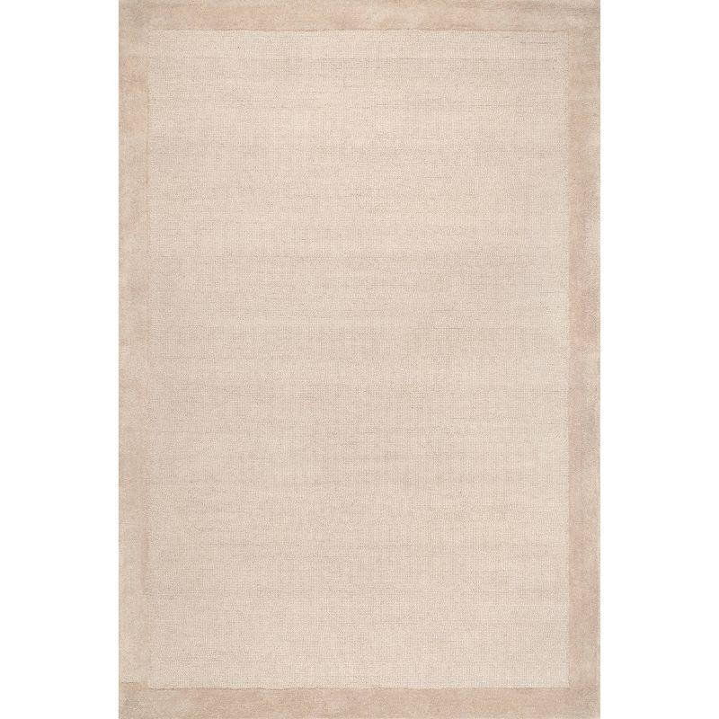 4'x6' Marianne Handmade Wool Border Area Rug Beige - nuLOOM: Solid Tufted Indoor Low Pile Rectangle Rug