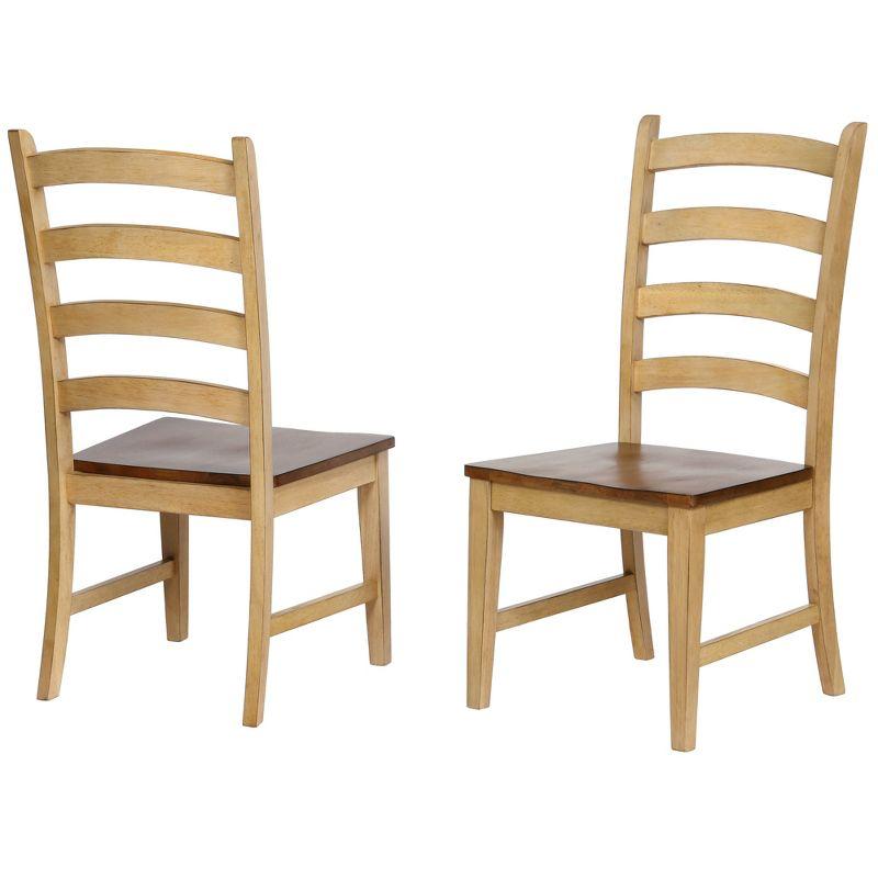 Distressed Two-Tone Creamy Wheat & Warm Pecan Side Chair Set