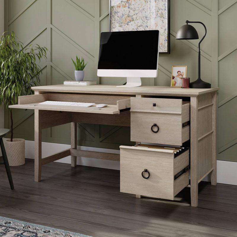 Cascade Oak Single Pedestal Desk with Drawers and Keyboard Tray