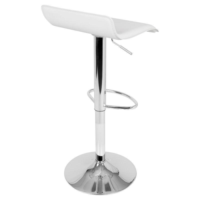 Contemporary White Leatherette Adjustable Swivel Barstool, 16"