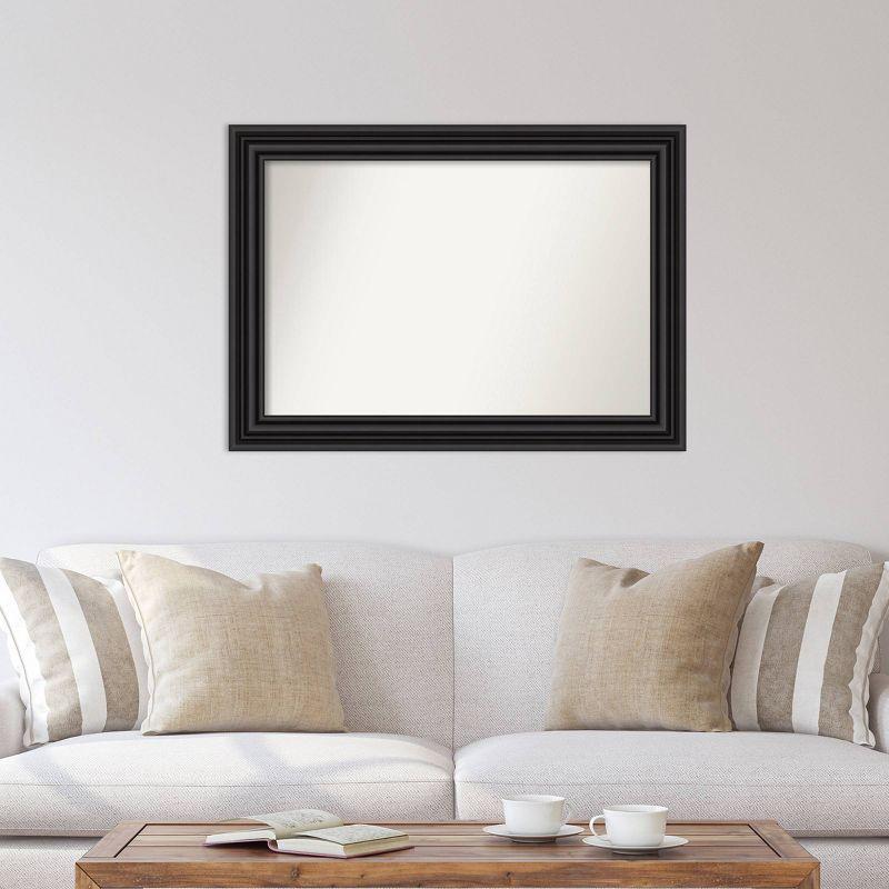 Amanti Art 42"x30" Non-Beveled Colonial Black Wall Mirror : Modern Style, Polystyrene Frame, Includes Mounting Hardware