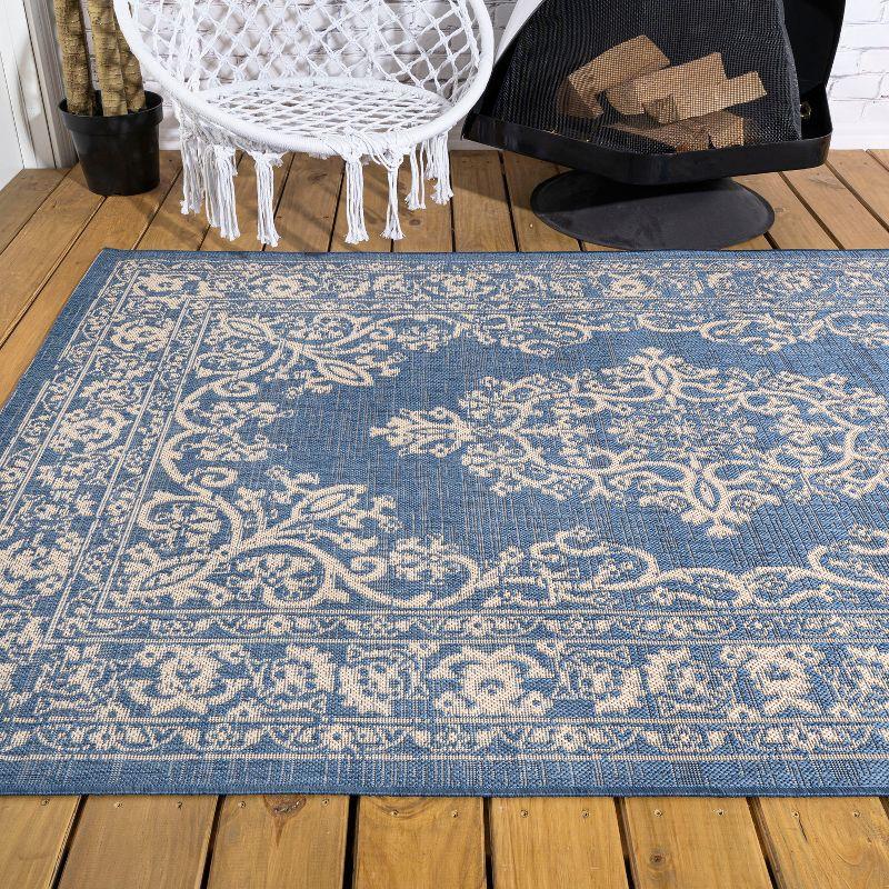 Mediterranean Dream Blue & Ivory Synthetic Medallion Rug