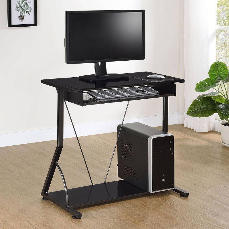 Alastair Computer Desk with Keyboard Tray and Storage Shelf Black - Coaster