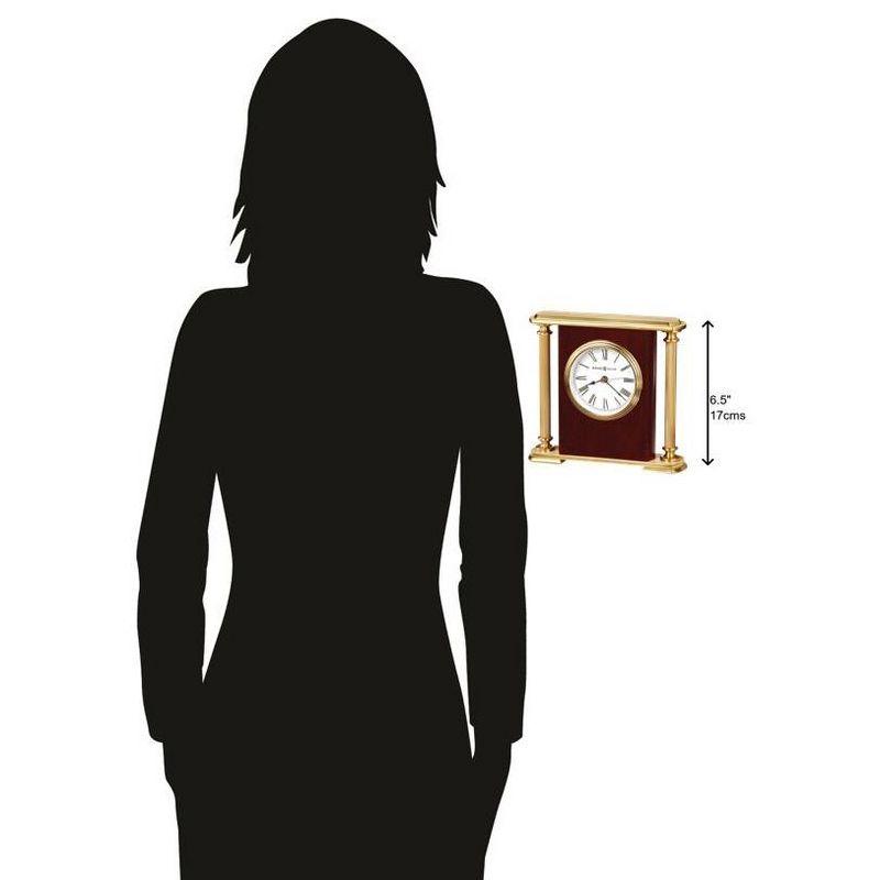 Howard Miller® Table Clocks Glam Roman Numeral Quartz Movement / Crystal Tabletop Clock in Rosewood/Fluted Brass